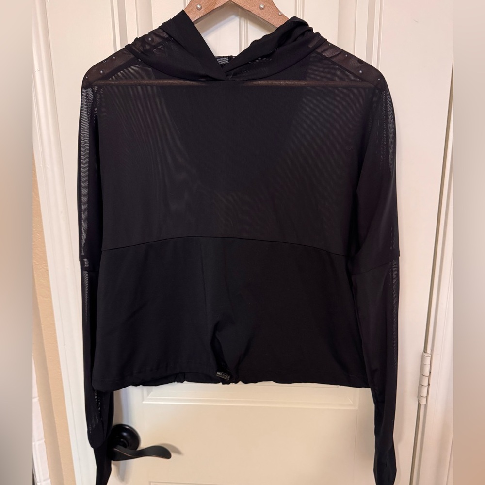 Buffbunny Black Sheer Long Sleeve Cropped Hoodie L